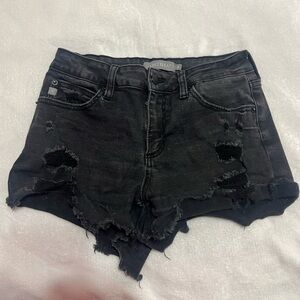 Justusa charcoal black jean shorts
